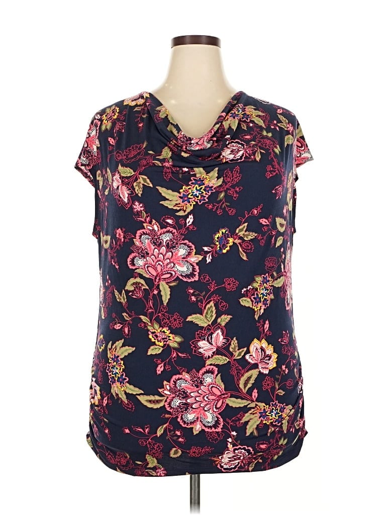 Pre-owned Lane Bryant Short Sleeve Top Blue V-neck Tops