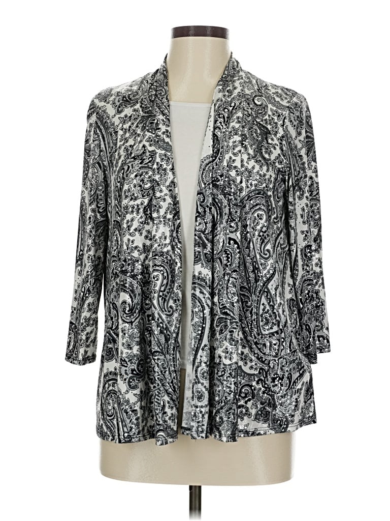 Pre-owned R & M Richards Cardigan Sweater In Silver