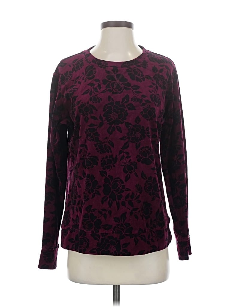 Pre-owned Karen Scott Sport Pullover Sweater In Burgundy