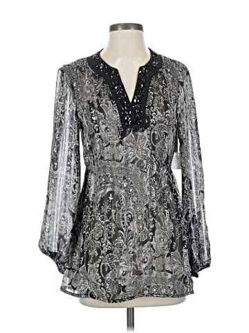 Black Saks Fifth Avenue Long Sleeve Blouse (view 1)