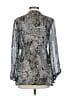 Black Saks Fifth Avenue 100% Polyester Silver Black Long Sleeve Blouse Size S - photo 2