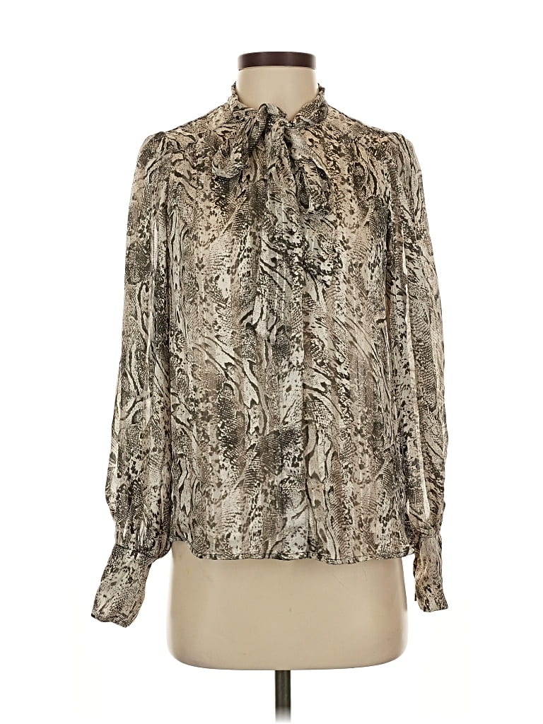 Pre-owned J By Joie Long Sleeve Blouse In Silver