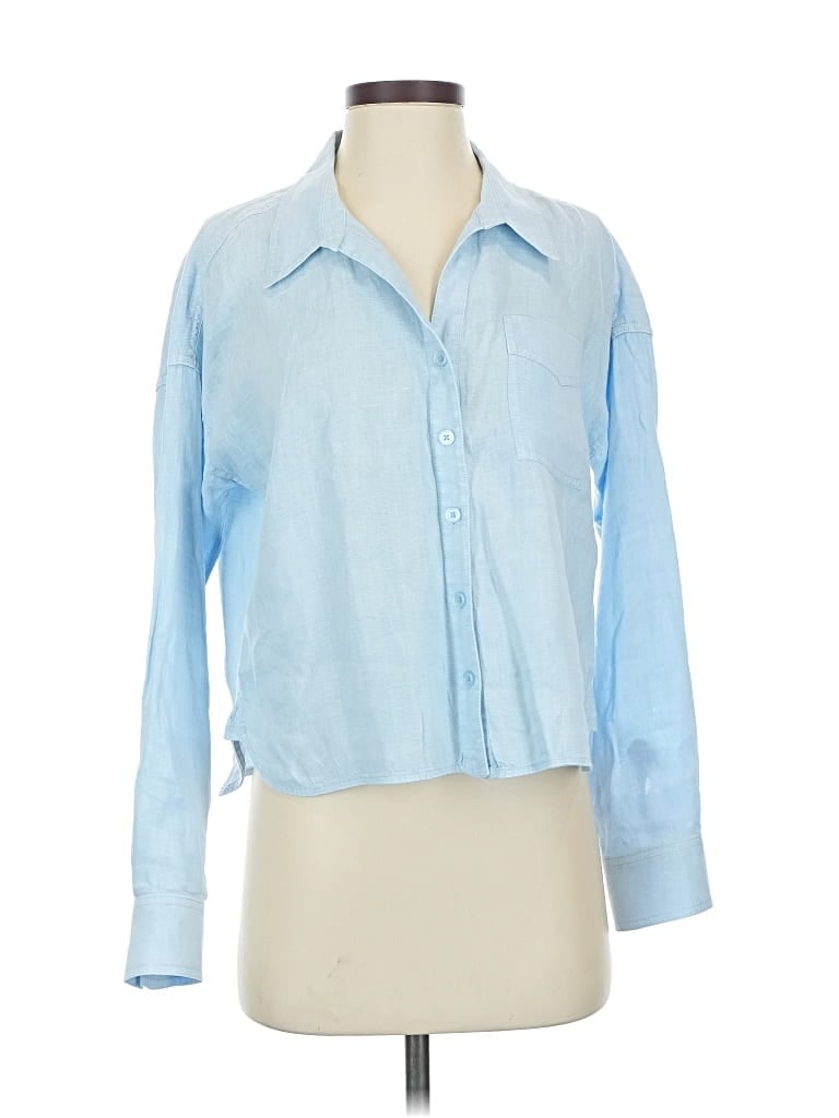 Pre-owned Michael Stars Long Sleeve Blouse In Blue