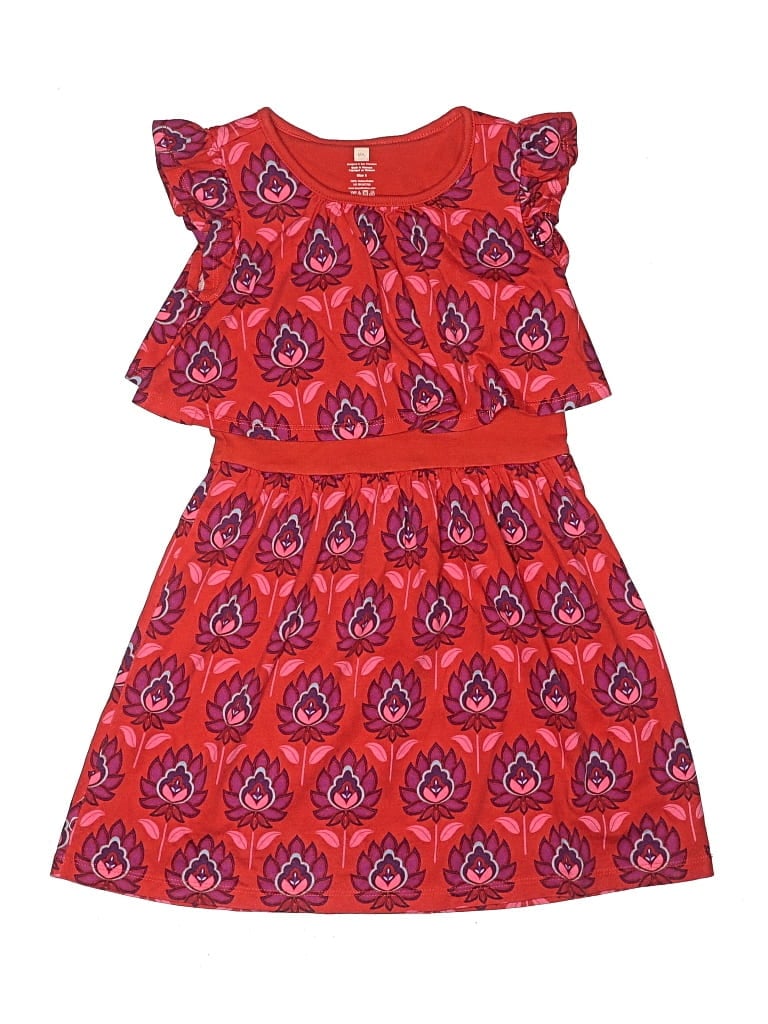 Pre-owned Tea Kids' Dress In Red