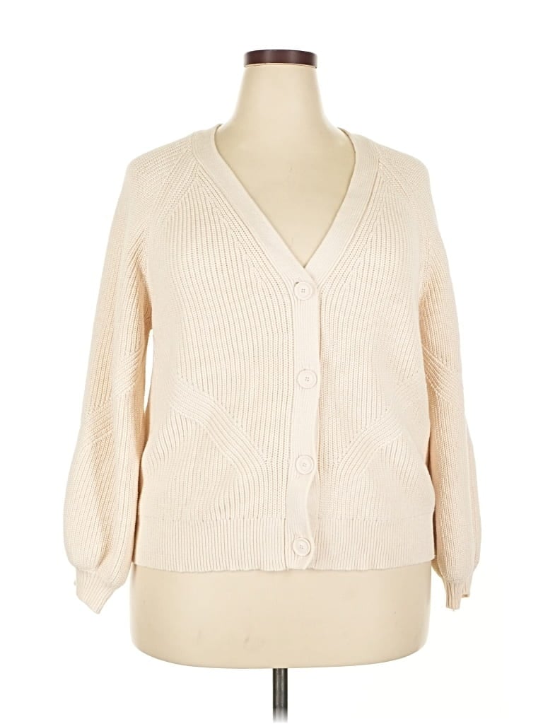 Pre-owned Simply Vera Vera Wang Cardigan Sweater In White