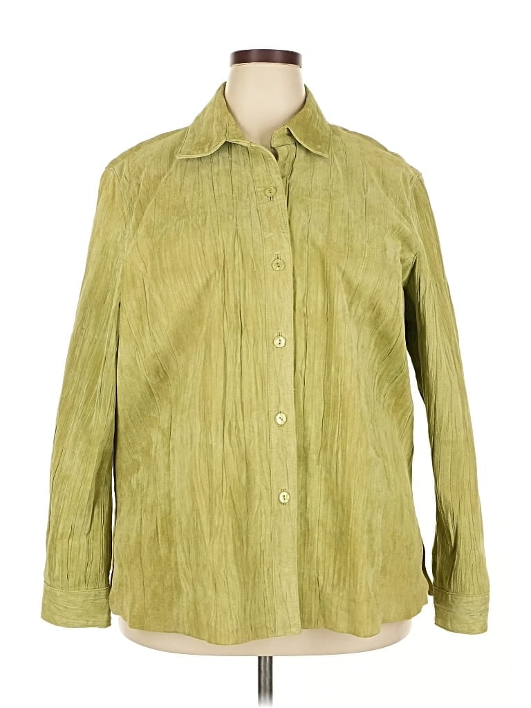 Pre-owned Coldwater Creek Leather Jacket In Green