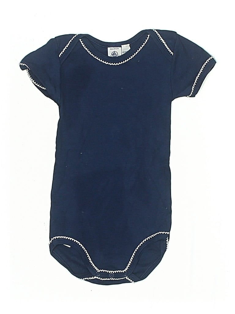 Pre-owned Petit Bateau Kids' Short Sleeve Onesie In Blue