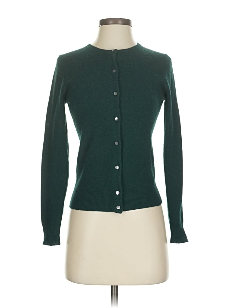 Pre-owned Ann Taylor Cashmere Cardigan Sweater In Green