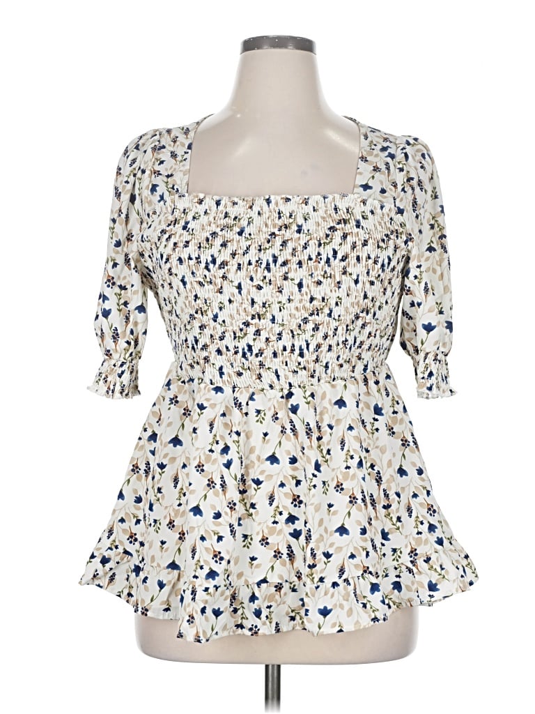 Pre-owned Bloomchic 3/4 Sleeve Blouse In White