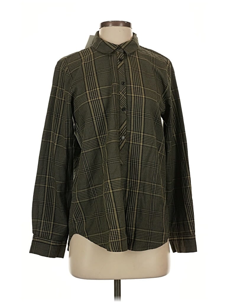 Zara Long Sleeve Button Down Shirt In Green