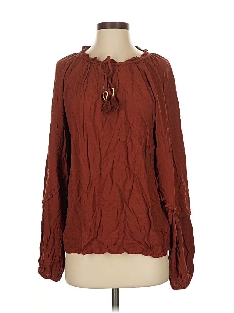 Knox Rose Long Sleeve Blouse In Brown