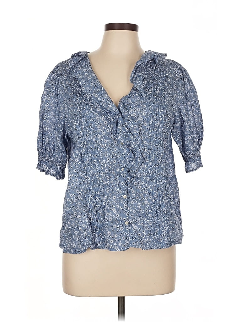 Pre-owned Gap Short Sleeve Blouse In Blue