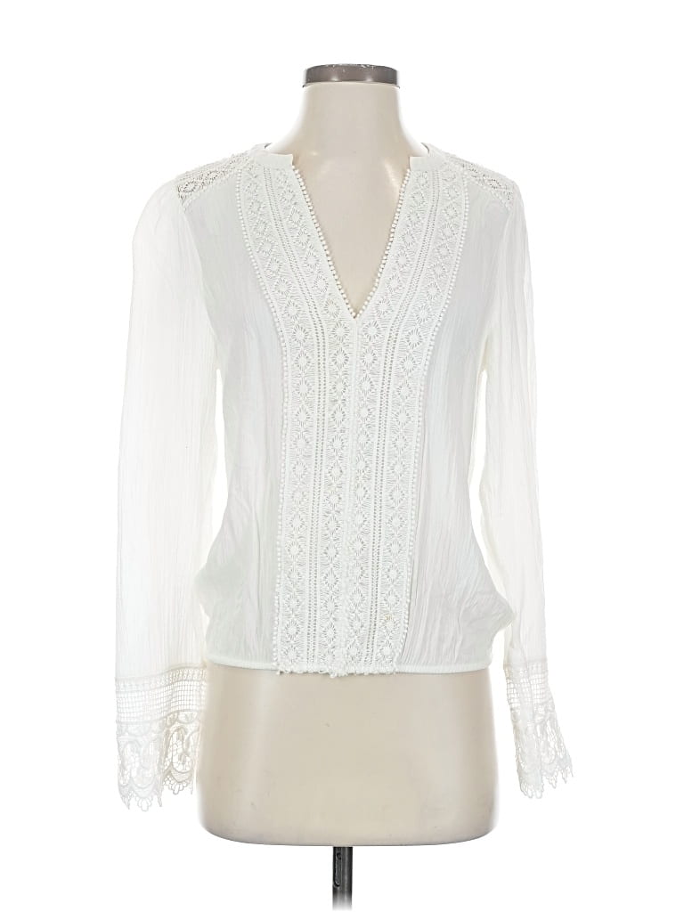 Pre-owned Lulus Long Sleeve Blouse In White