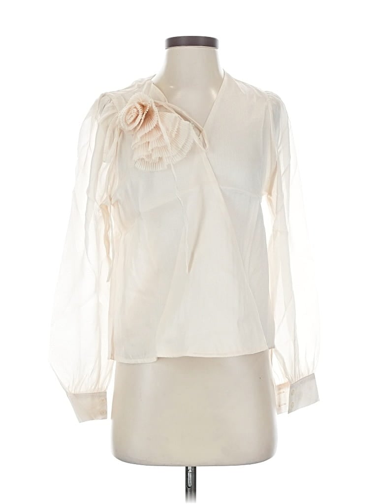 Pre-owned Assorted Brands Long Sleeve Blouse In White