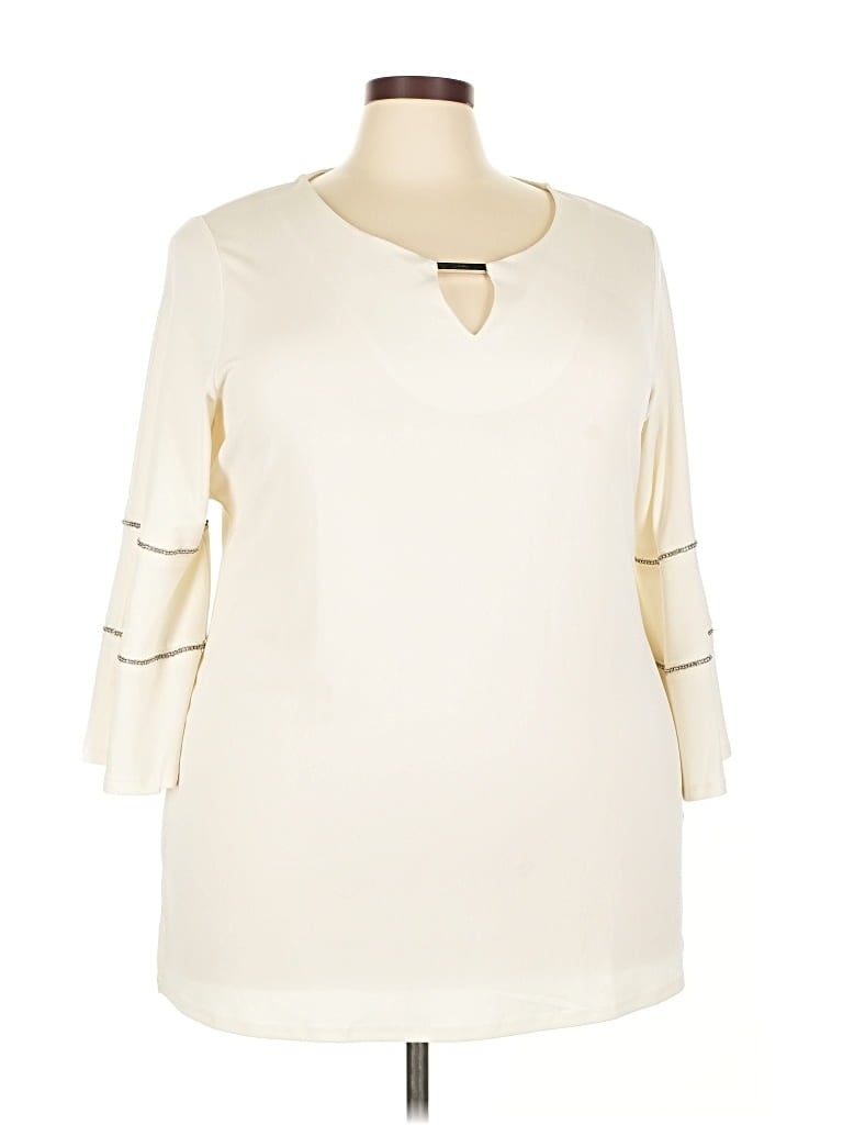 Jm Collection 3/4 Sleeve Blouse In Neutral