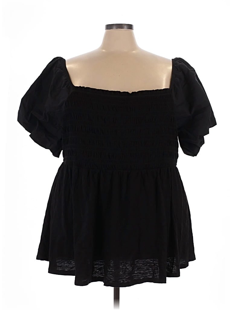 Pre-owned Torrid Short Sleeve Top Black Off The Shoulder Neckline Tops
