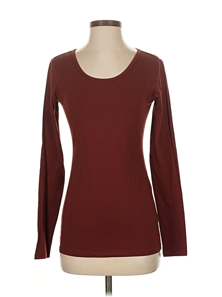 Pre-owned Peruvian Connection Long Sleeve T-shirt In Burgundy