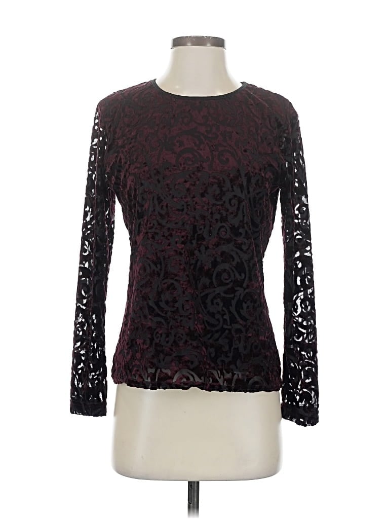 Pre-owned Karen Kane 3/4 Sleeve Top Burgundy Boatneck Tops