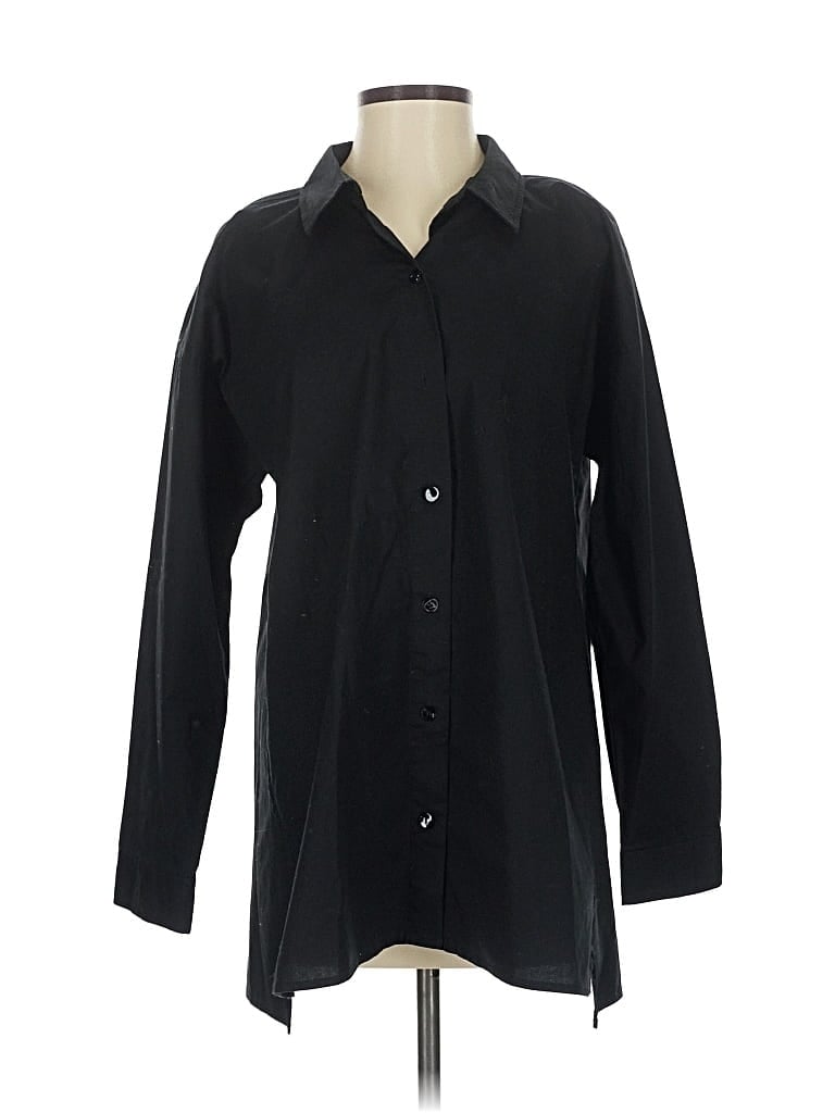 Pre-owned Eileen Fisher Long Sleeve Blouse In Black