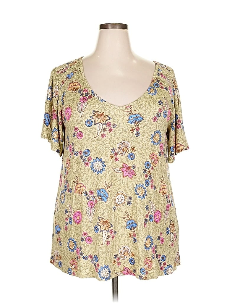 Pre-owned Lane Bryant Short Sleeve Blouse In Gold