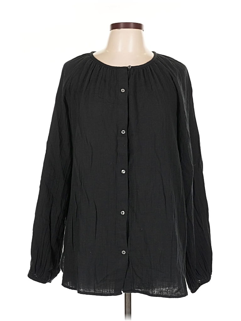 Pre-owned Gap Long Sleeve Blouse In Black