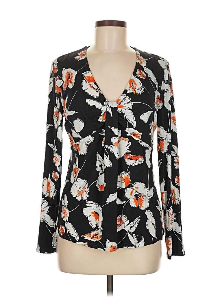 Pre-owned St John Long Sleeve Blouse In Black