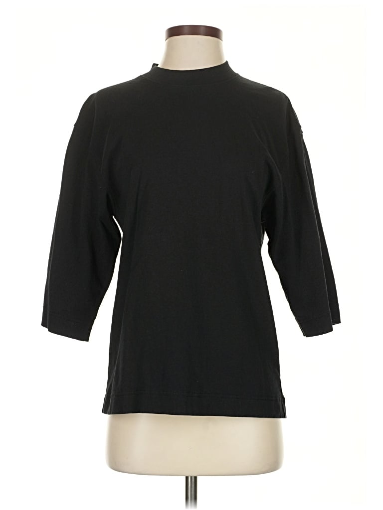 Pre-owned Uniqlo U 3/4 Sleeve Top Black Mock Neckline Tops