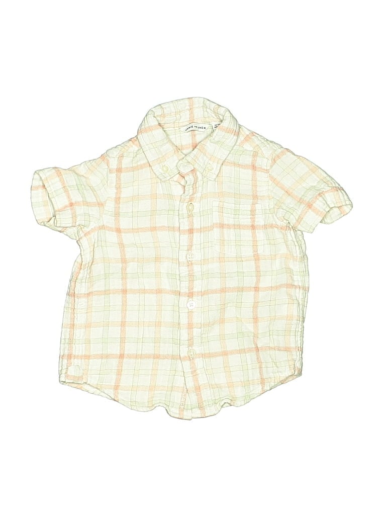 Pre-owned Janie And Jack Kids' Short Sleeve Button Down Shirt In Yellow