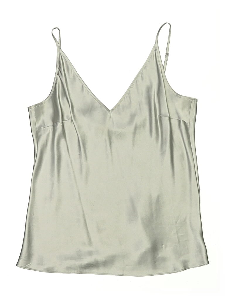 Pre-owned Iris & Ink Sleeveless Silk Top Silver Plunge Neckline Tops