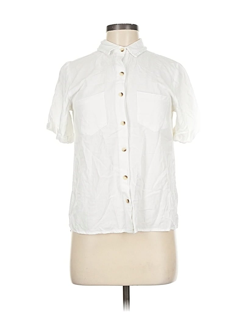 Pre-owned Sim & Sam Short Sleeve Button Down Shirt In White