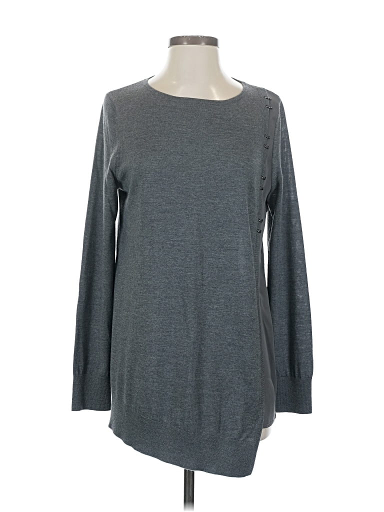 Pre-owned St John Long Sleeve Top Gray Boatneck Tops