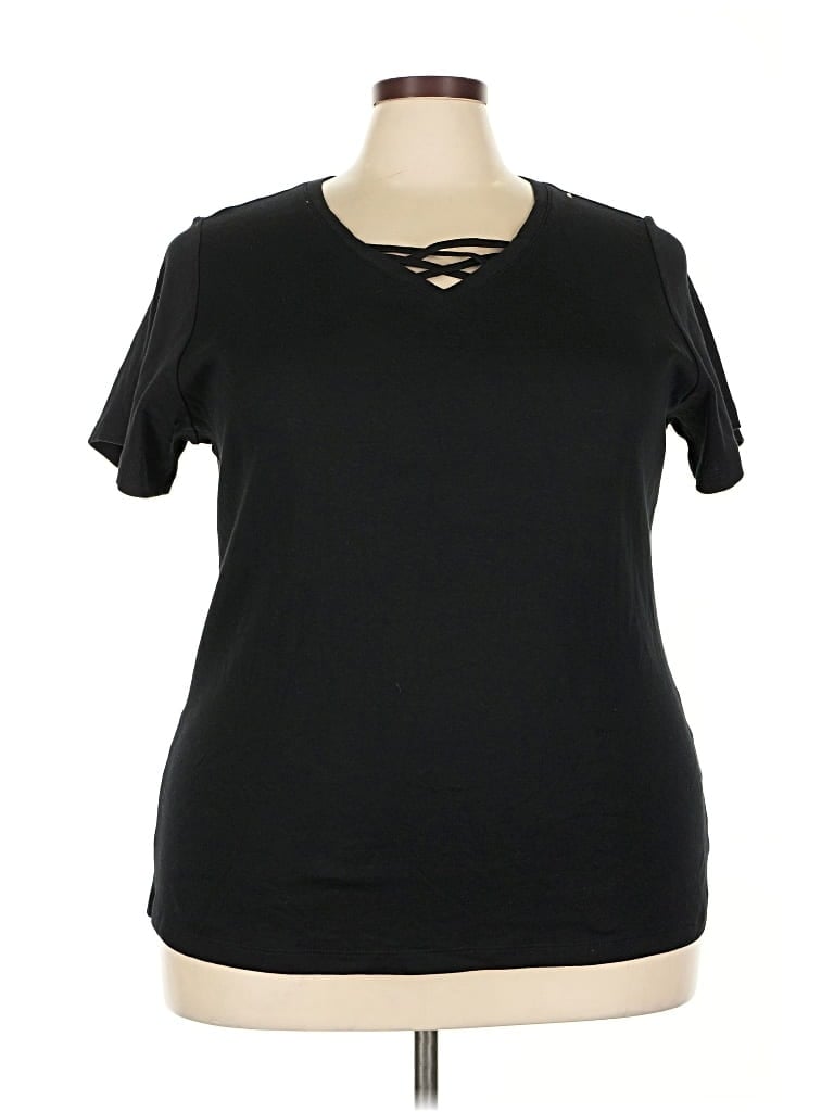 Pre-owned Karen Scott Short Sleeve T-shirt In Black