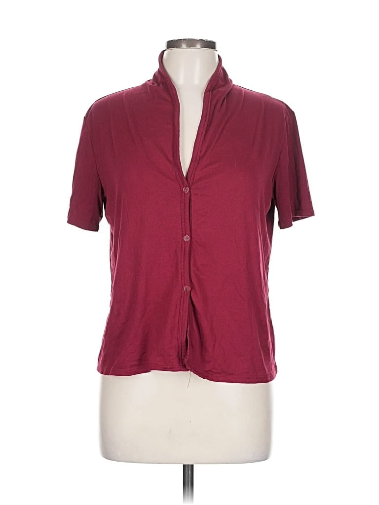 Pre-owned Assorted Brands Short Sleeve Blouse In Burgundy