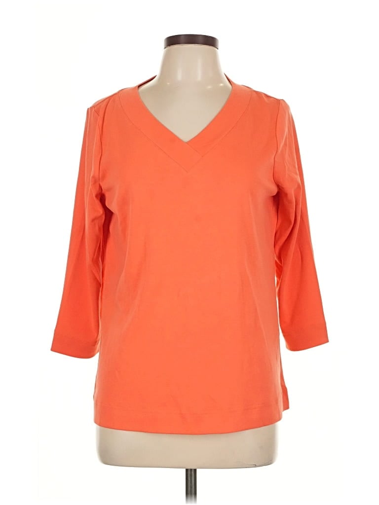 Pre-owned Chico's 3/4 Sleeve T-shirt In Orange
