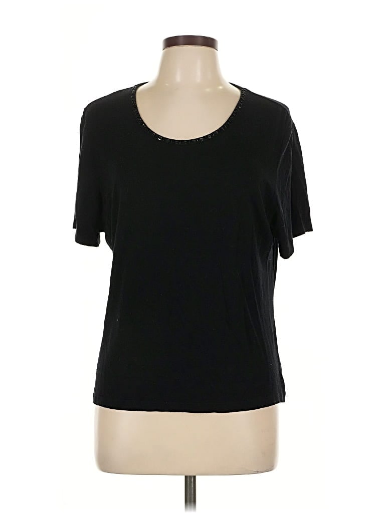 Pre-owned Worthington Short Sleeve Top Black Scoop Neck Tops