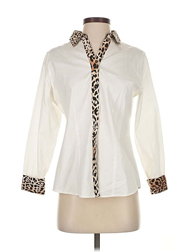 Pre-owned Chico's Long Sleeve Blouse In White