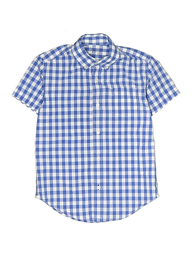 Pre-owned Crewcuts Kids' Short Sleeve Button Down Shirt In Blue