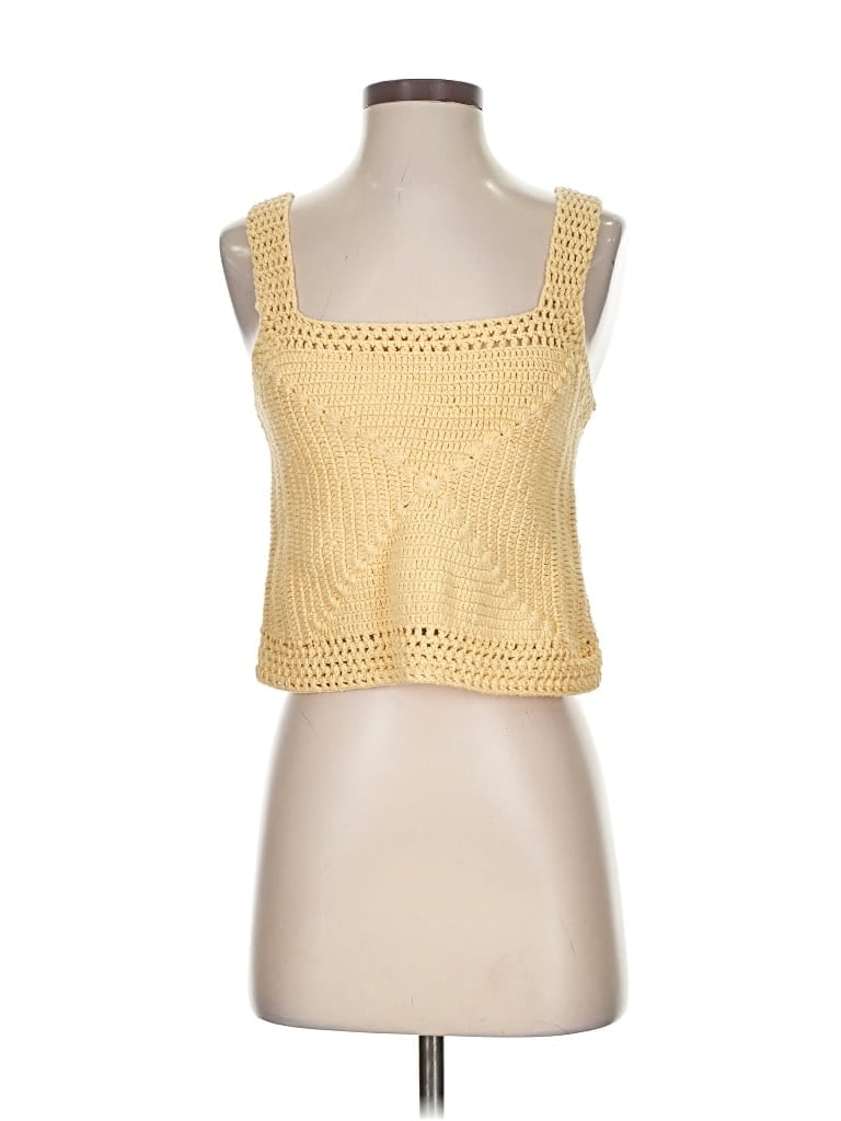 Pre-owned Zara Tank Top Yellow Square Neckline Tops