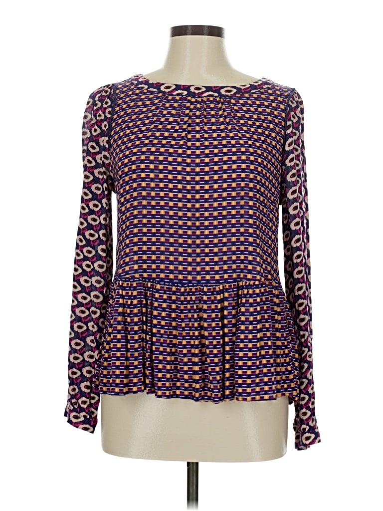 Pre-owned Maeve By Anthropologie Long Sleeve Blouse In Purple