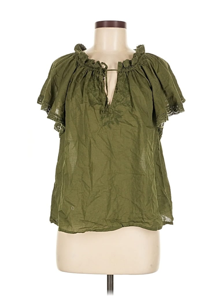 Pre-owned Gap Short Sleeve Blouse In Green