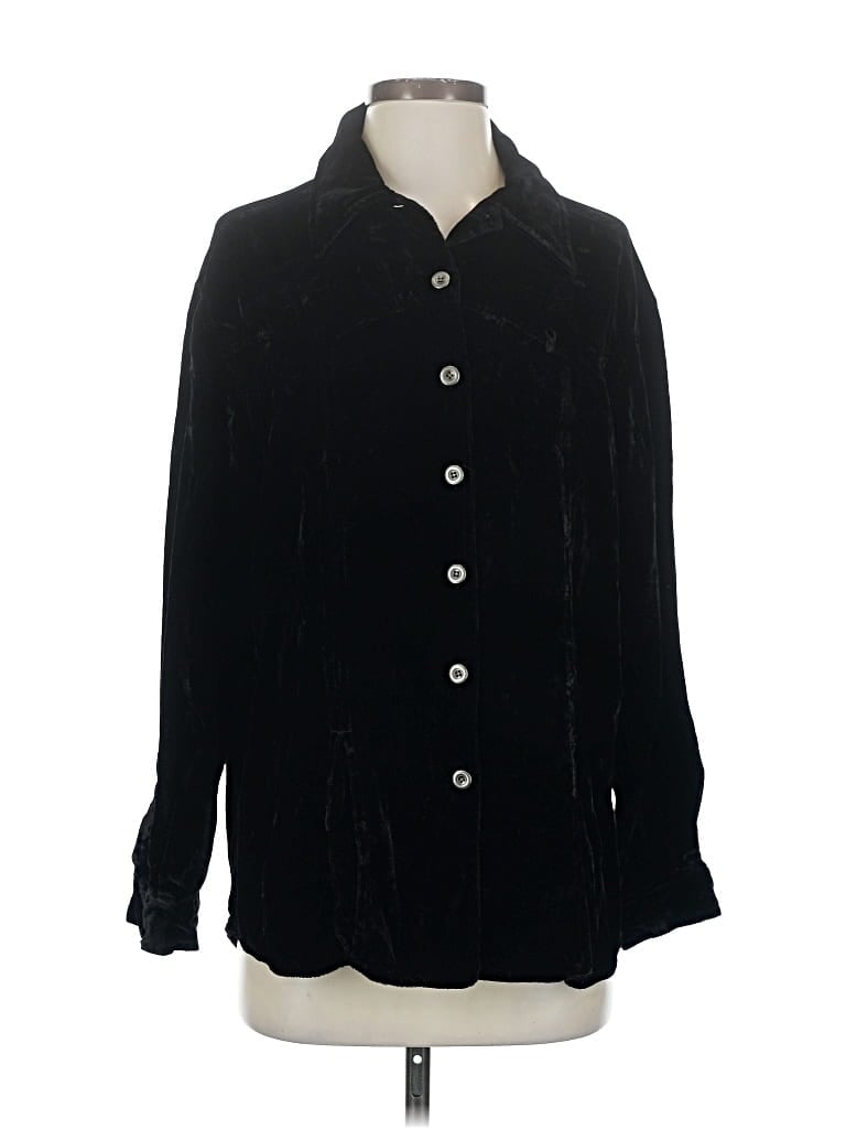Pre-owned Jjill Long Sleeve Button Down Shirt In Black