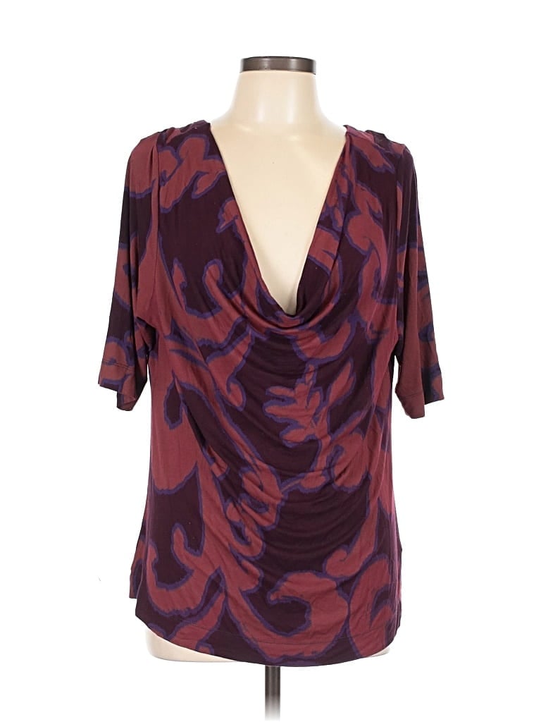 Pre-owned Soft Surroundings Short Sleeve Blouse In Burgundy