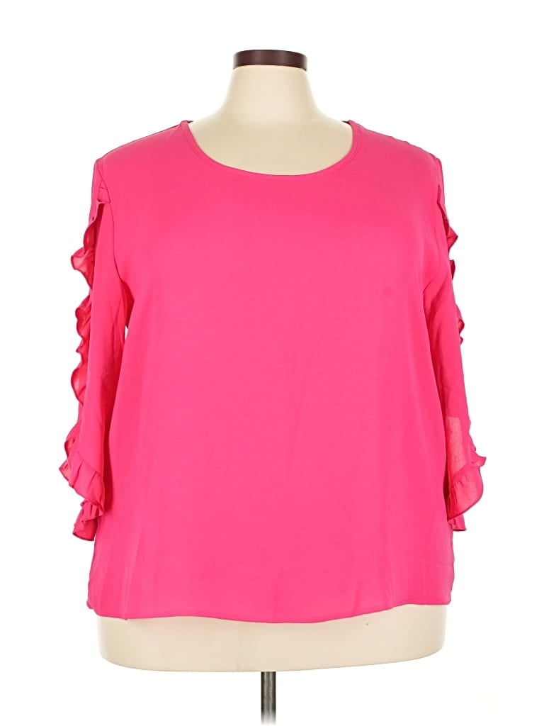 Pre-owned Shein Curve 3/4 Sleeve Blouse In Pink