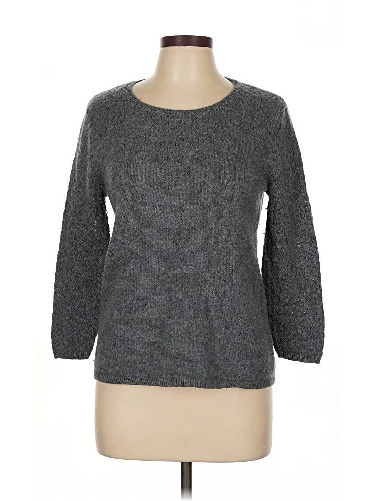 Pre-owned Garnet Hill Cashmere Pullover Sweater In Gray