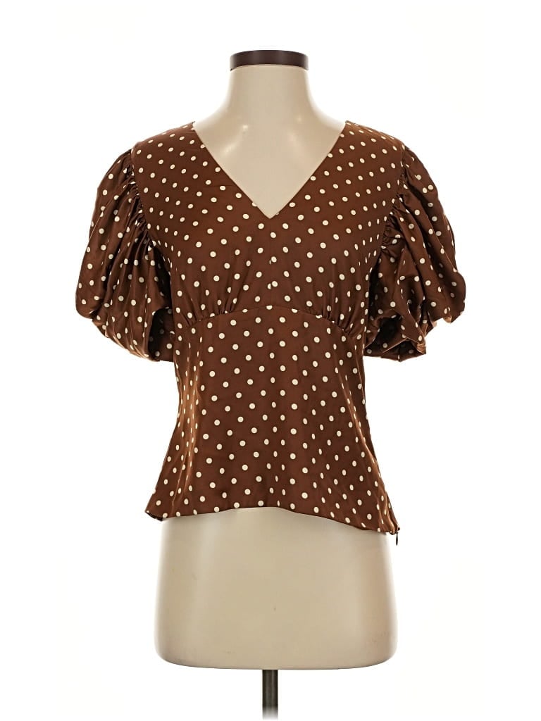 Pre-owned Antonio Melani Short Sleeve Blouse In Brown