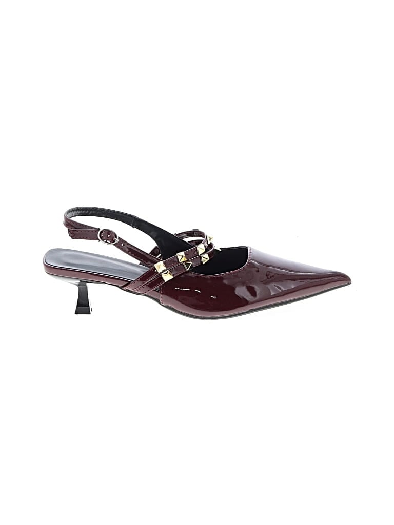 Pre-owned Unbranded Flats In Burgundy