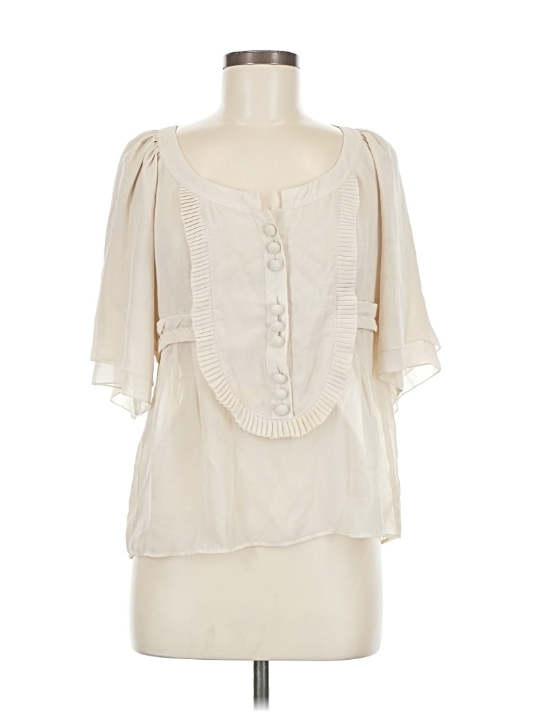 Pre-owned Bcbgmaxazria Short Sleeve Blouse In White