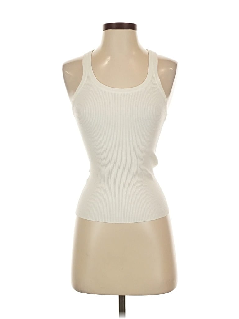 Pre-owned Mng Tank Top Ivory Strapless Neckline Tops In White