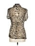 Claudia Richard 100% Polyester Animal Print Brown Tan Short Sleeve Blouse Size L - photo 2