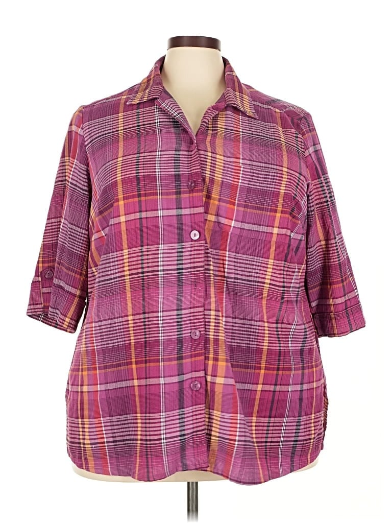 Pre-owned Allison Daley 3/4 Sleeve Button Down Shirt In Purple